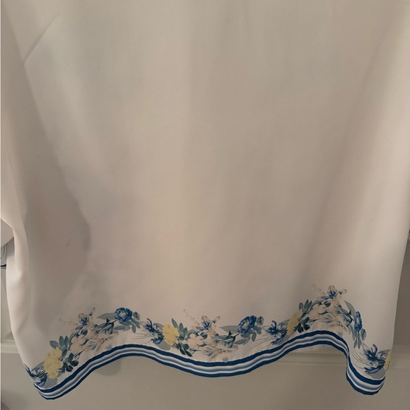 Abercrombie & Fitch Lightweight White Floral Collared Blouse size Large - Picture 9 of 11